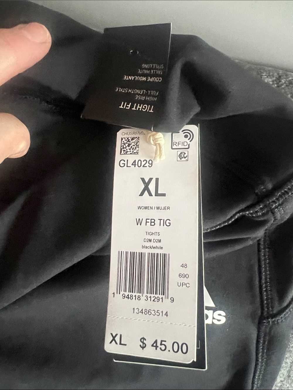 Adidas Women’s Black Athletic Leggings with Yellow SLC Volleyball Logo - Picture 2 of 5